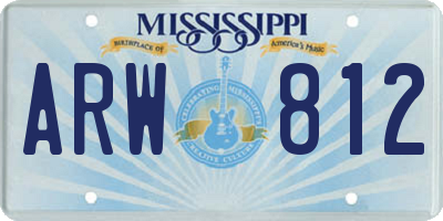 MS license plate ARW812