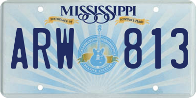 MS license plate ARW813