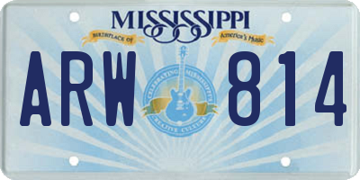 MS license plate ARW814