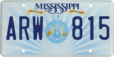 MS license plate ARW815