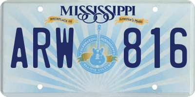 MS license plate ARW816