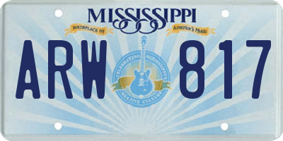 MS license plate ARW817