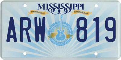 MS license plate ARW819