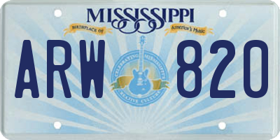 MS license plate ARW820