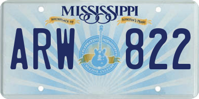 MS license plate ARW822