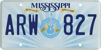 MS license plate ARW827