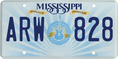 MS license plate ARW828