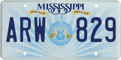 MS license plate ARW829