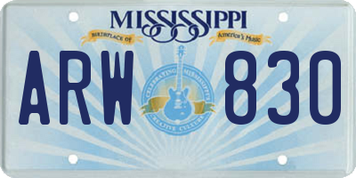 MS license plate ARW830