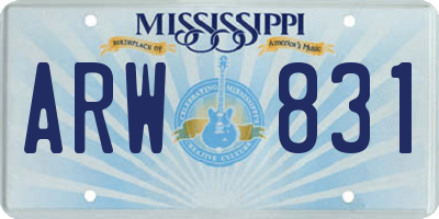 MS license plate ARW831
