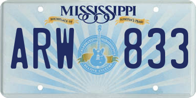 MS license plate ARW833