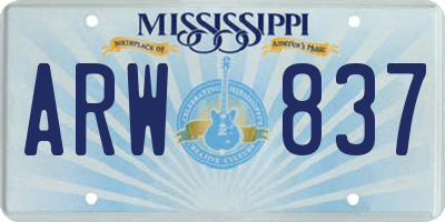 MS license plate ARW837