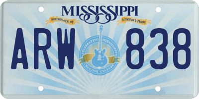MS license plate ARW838