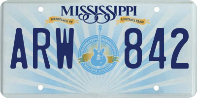 MS license plate ARW842