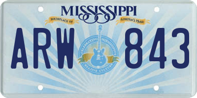 MS license plate ARW843