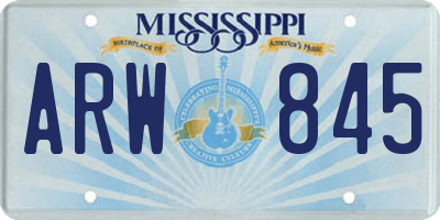 MS license plate ARW845