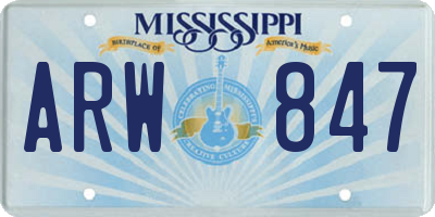 MS license plate ARW847