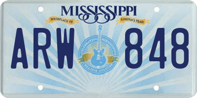 MS license plate ARW848