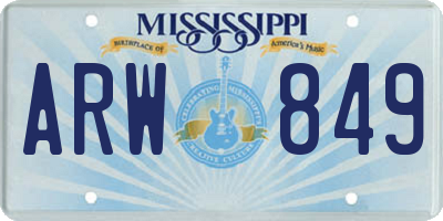 MS license plate ARW849