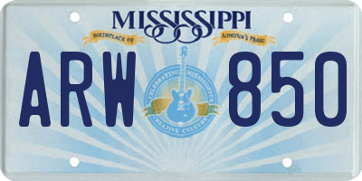 MS license plate ARW850
