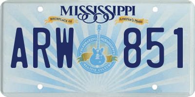 MS license plate ARW851