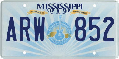 MS license plate ARW852