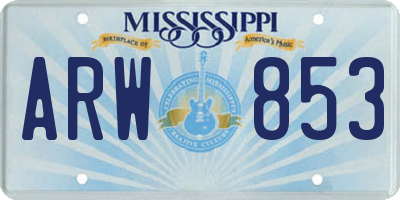 MS license plate ARW853