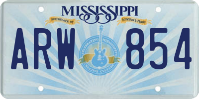 MS license plate ARW854
