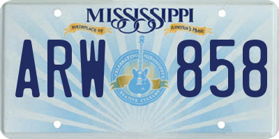 MS license plate ARW858