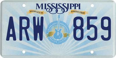 MS license plate ARW859
