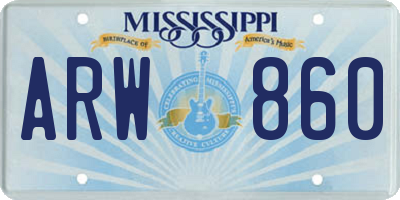 MS license plate ARW860