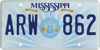 MS license plate ARW862