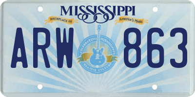 MS license plate ARW863