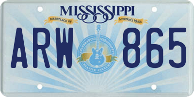 MS license plate ARW865