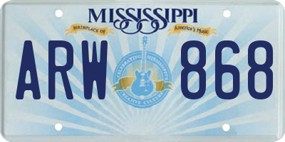 MS license plate ARW868
