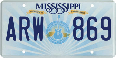 MS license plate ARW869