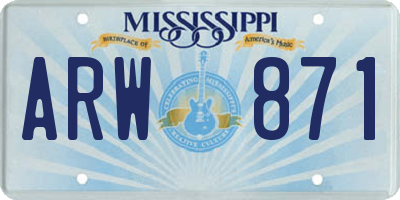 MS license plate ARW871