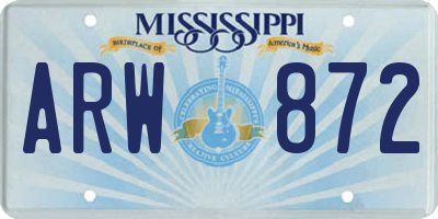MS license plate ARW872