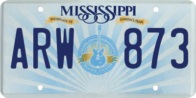 MS license plate ARW873