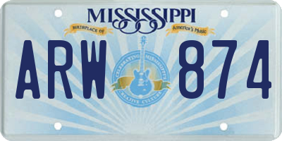 MS license plate ARW874