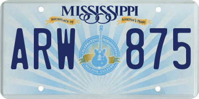MS license plate ARW875