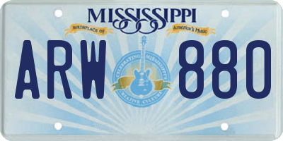 MS license plate ARW880