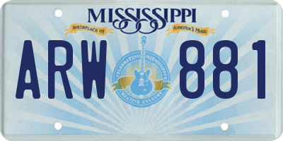 MS license plate ARW881