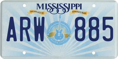 MS license plate ARW885
