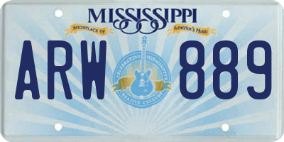 MS license plate ARW889