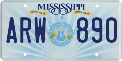 MS license plate ARW890
