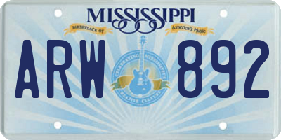MS license plate ARW892