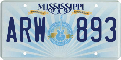 MS license plate ARW893