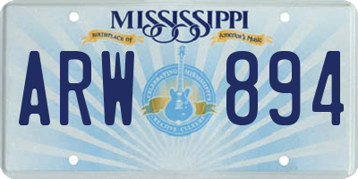MS license plate ARW894