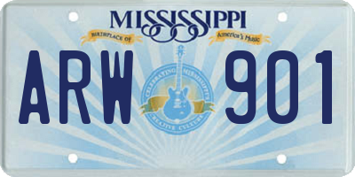 MS license plate ARW901
